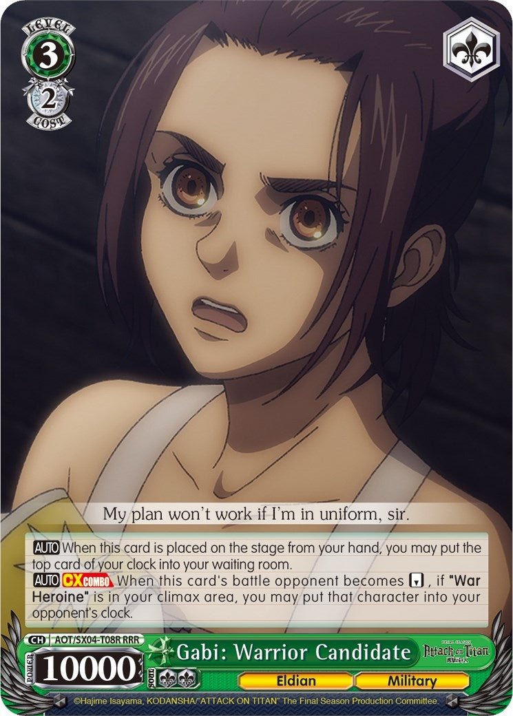 Image for Gabi: Warrior Candidate (RRR) (Attack On Titan: Final Season) (AOT/SX04-T08R RRR) - Weiss Schwarz