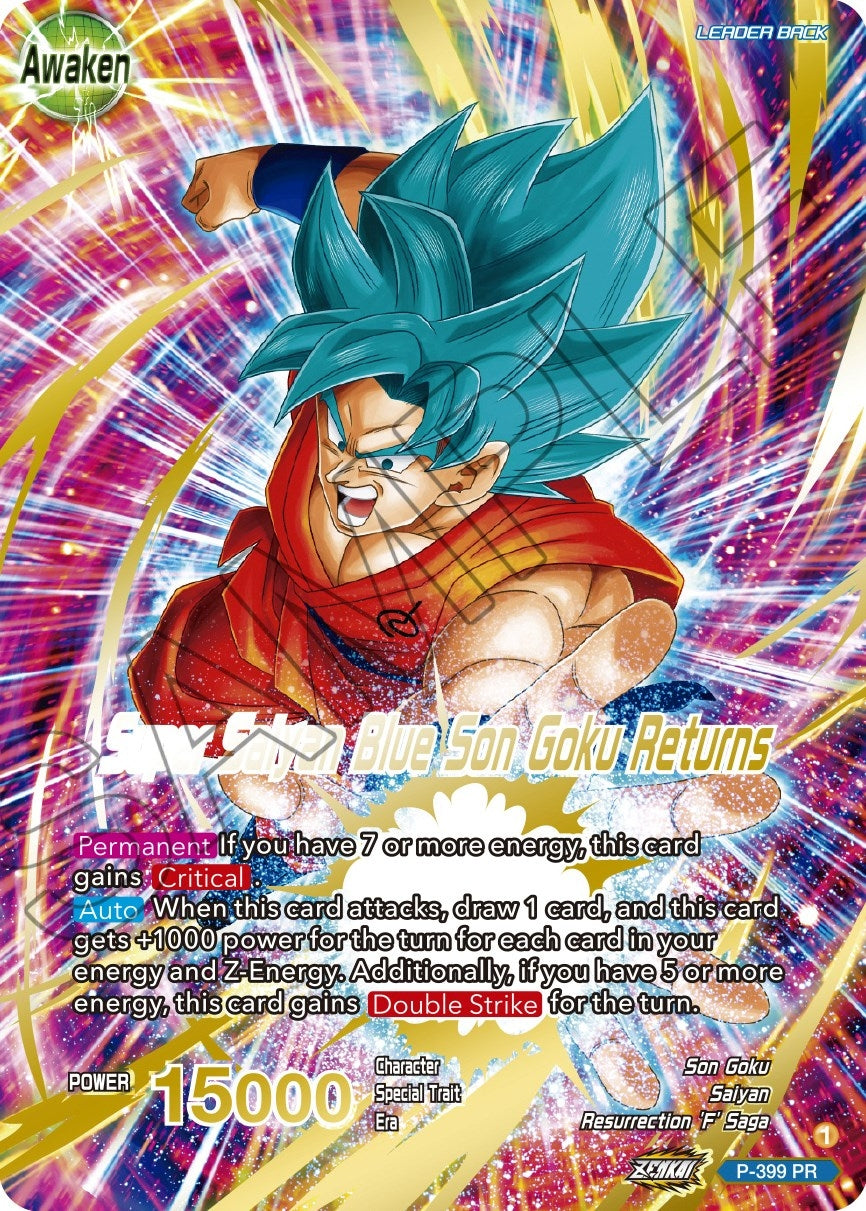 Image for Son Goku // Super Saiyan Blue Son Goku Returns (Gold-Stamped) (Promotion Cards) (P-399) - Dragon Ball Super: Masters