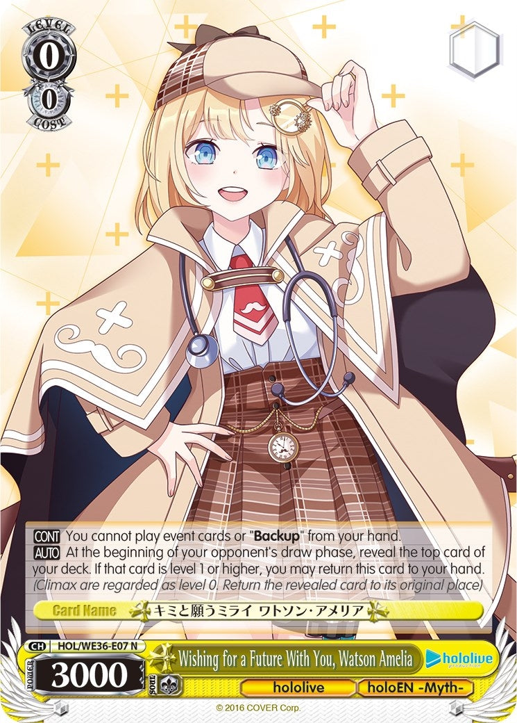 Image for Wishing for a Future With You, Watson Amelia (hololive production Premium Booster) (HOL/WE36-E07 N) - Weiss Schwarz