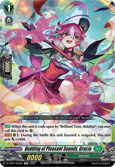 Image for Budding of Pleasant Sounds, Gracia (D-TD01: Urara Haneyama -Bandmaster of Blossoming Bonds-) (D-TD01/003EN) - Cardfight Vanguard