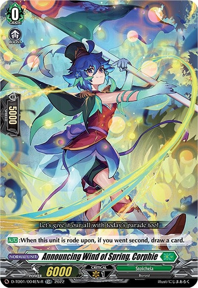 Image for Announcing Wind of Spring, Corphie (Foil) (D-TD01: Urara Haneyama -Bandmaster of Blossoming Bonds-) (D-TD01/004EN-R) - Cardfight Vanguard