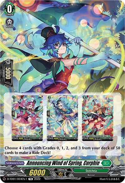 Image for Announcing Wind of Spring, Corphie (Tutorial Card) (D-TD01: Urara Haneyama -Bandmaster of Blossoming Bonds-) (D-TD01/004EN-T) - Cardfight Vanguard