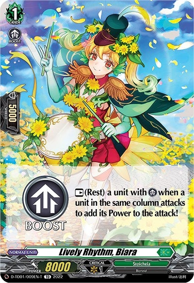 Image for Lively Rhythm, Biara (Tutorial Card) (D-TD01: Urara Haneyama -Bandmaster of Blossoming Bonds-) (D-TD01/009EN-T) - Cardfight Vanguard
