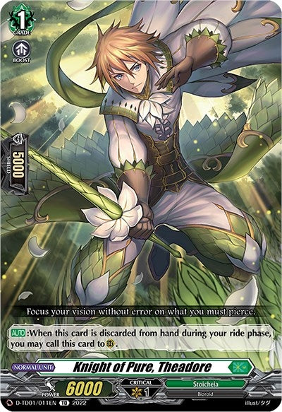 Image for Knight of Pure, Theadore (D-TD01: Urara Haneyama -Bandmaster of Blossoming Bonds-) (D-TD01/011EN) - Cardfight Vanguard