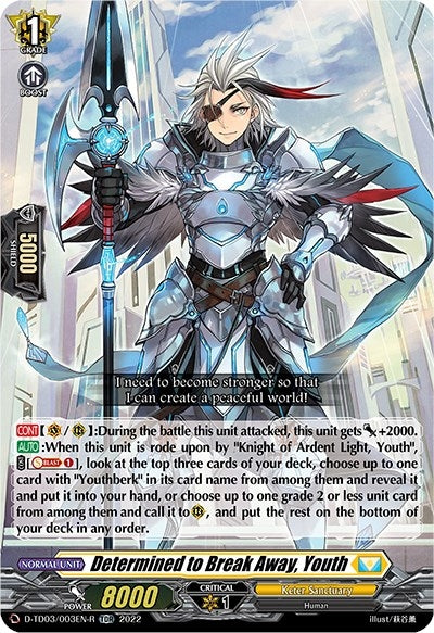Image for Determined to Break Away, Youth (Foil) (D-TD03: Raika Koshiba -Skyfall Executors-) (D-TD03/003EN-R) - Cardfight Vanguard