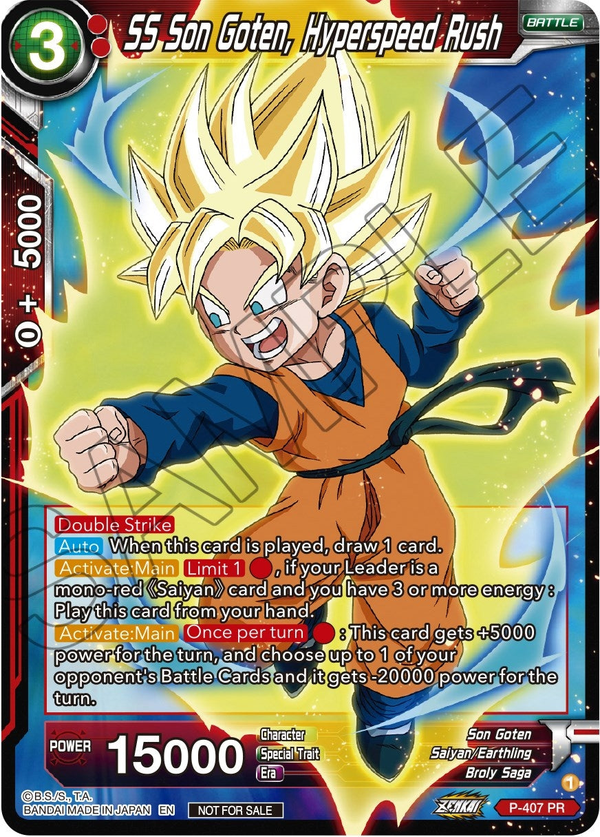 Image for SS Son Goten, Hyperspeed Rush (Zenkai Series Tournament Pack Vol.1) (Tournament Promotion Cards) (P-407) - Dragon Ball Super: Masters