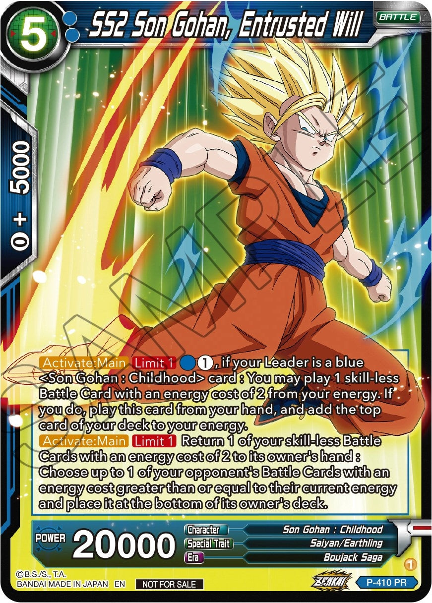 Image for SS2 Son Gohan, Entrusted Will (Zenkai Series Tournament Pack Vol.1) (Tournament Promotion Cards) (P-410) - Dragon Ball Super: Masters