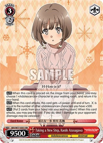 Image for Taking a New Step, Kaede Azusagawa (Rascal Does Not Dream of a Dreaming Girl) (SBY/W77-E051 RR) - Weiss Schwarz