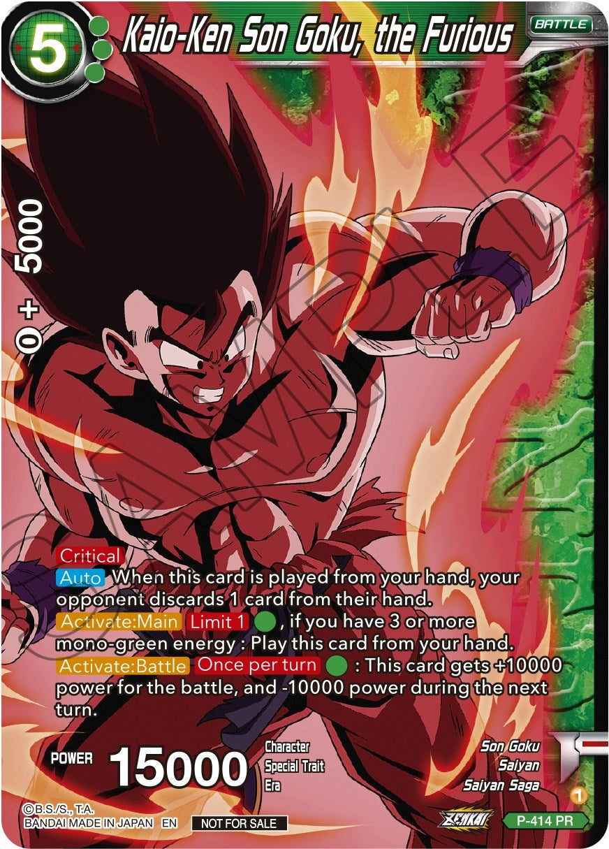 Image for Kaio-Ken Son Goku, the Furious (Zenkai Series Tournament Pack Vol.1 Winner) (Tournament Promotion Cards) (P-414) - Dragon Ball Super: Masters