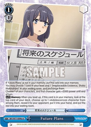 Image for Future Plans (a) (Rascal Does Not Dream of a Dreaming Girl) (SBY/W77-E096a U) - Weiss Schwarz