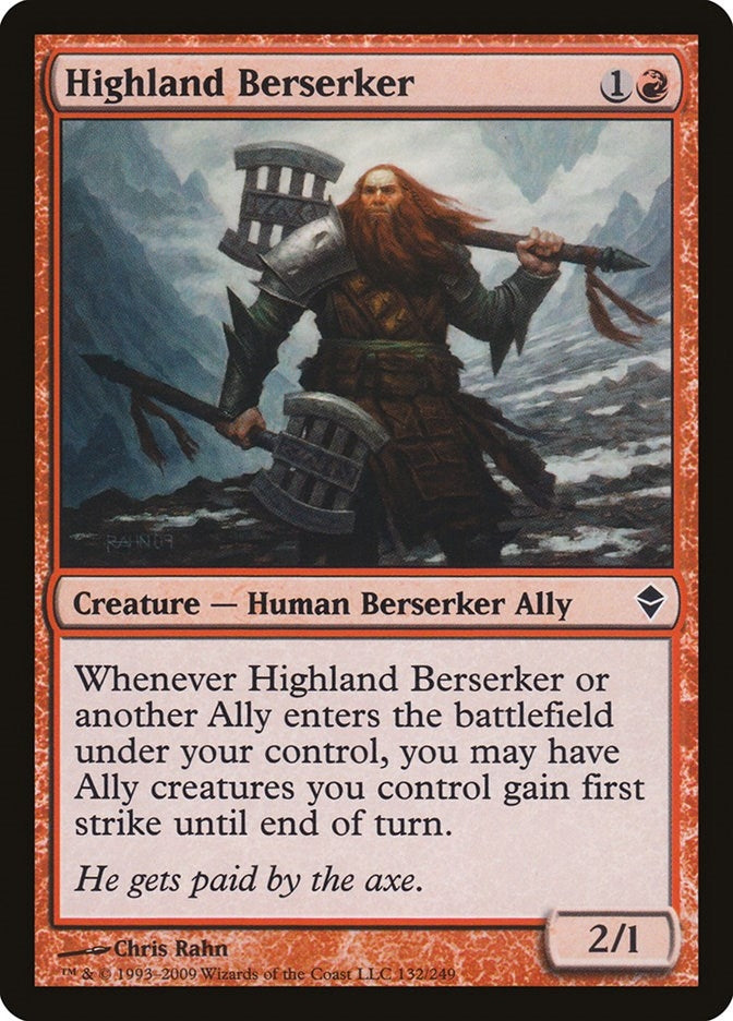 Image for Highland Berserker (Zendikar) (132) - Magic: The Gathering