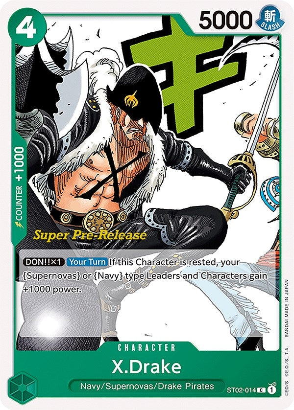 Image for X.Drake (Super Pre-Release Starter Deck 2: Worst Generation) (ST02-014) - One Piece Card Game