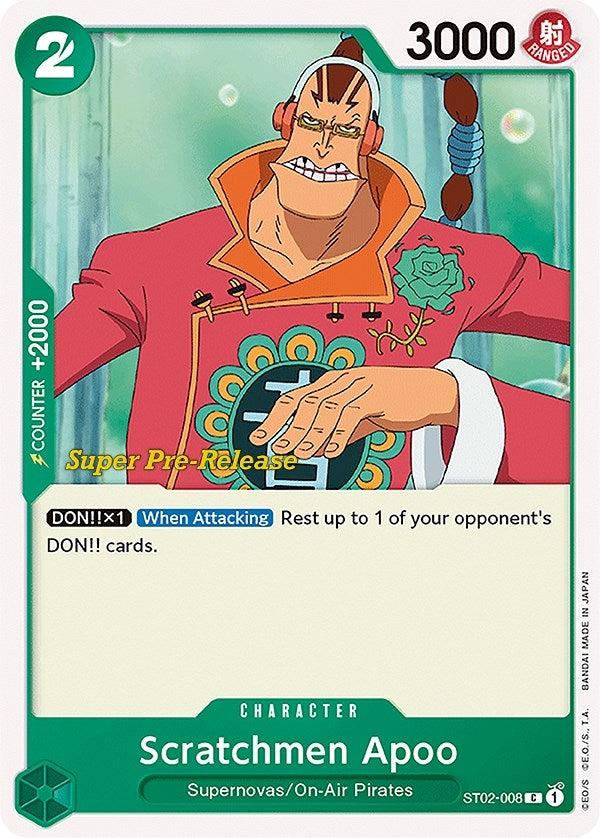 Image for Scratchmen Apoo (Super Pre-Release Starter Deck 2: Worst Generation) (ST02-008) - One Piece Card Game