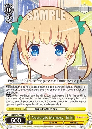 Image for Nostalgic Memory, Eriri (Saekano: How to Raise a Boring Girlfriend) (SHS/W56-E004 R) - Weiss Schwarz
