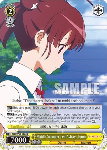 Image for Middle Schooler Led Astray, Izumi (Saekano: How to Raise a Boring Girlfriend) (SHS/W56-E023 C) - Weiss Schwarz
