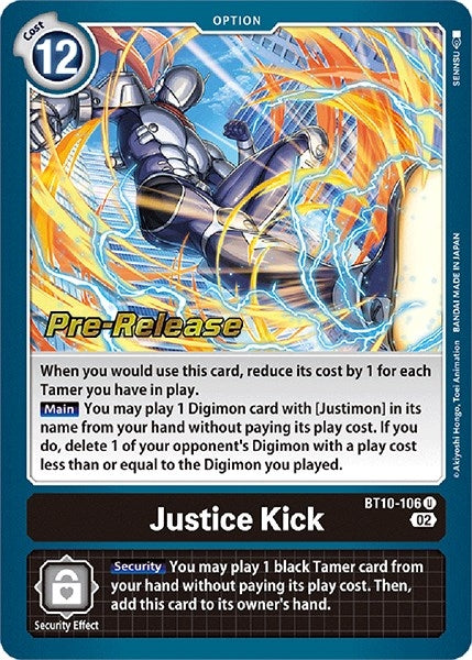 Image for Justice Kick (BT10_PR) (BT10-106 U) - Digimon Card Game