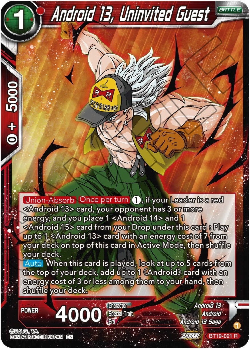 Image for Android 13, Uninvited Guest (Fighter's Ambition) (BT19-021) - Dragon Ball Super: Masters