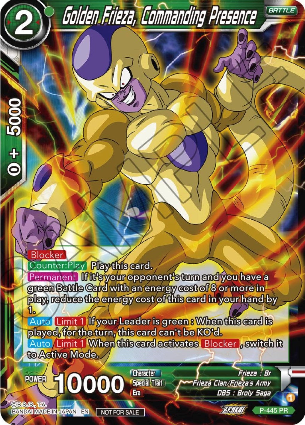 Image for Golden Frieza, Commanding Presence (Zenkai Series Tournament Pack Vol.2) (Tournament Promotion Cards) (P-445) - Dragon Ball Super: Masters