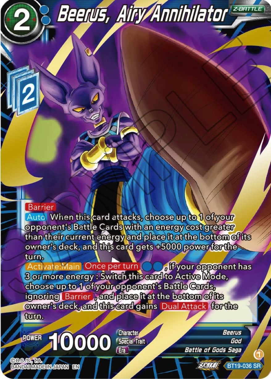 Image for Beerus, Airy Annihilator (Fighter's Ambition) (BT19-036) - Dragon Ball Super: Masters
