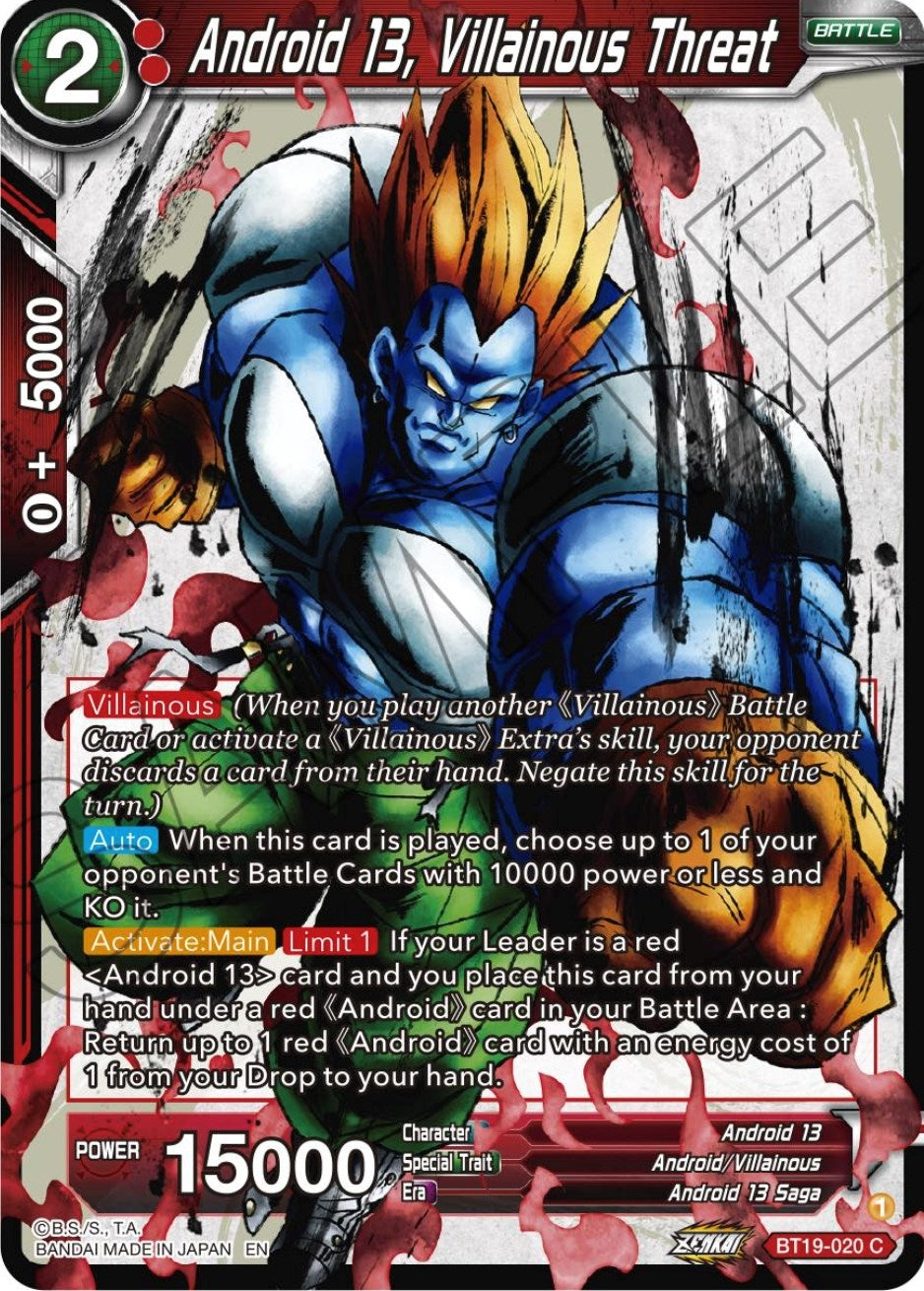 Image for Android 13, Villainous Threat (Fighter's Ambition) (BT19-020) - Dragon Ball Super: Masters