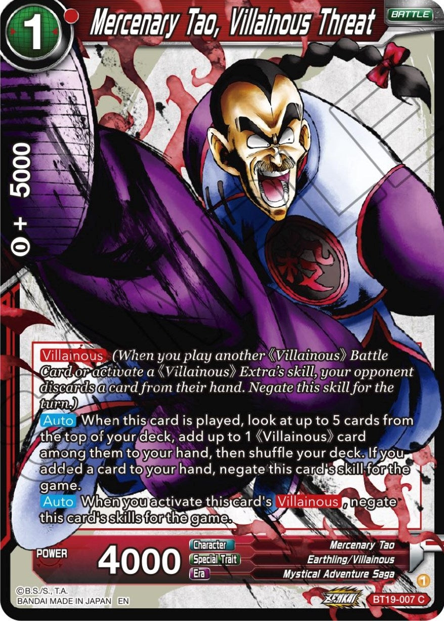 Image for Mercenary Tao, Villainous Threat (Fighter's Ambition) (BT19-007) - Dragon Ball Super: Masters