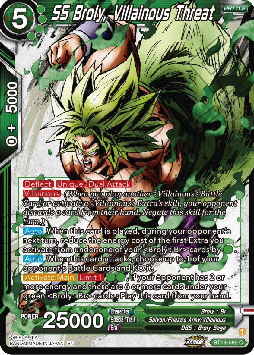 Image for SS Broly, Villainous Threat (Fighter's Ambition) (BT19-089) - Dragon Ball Super: Masters