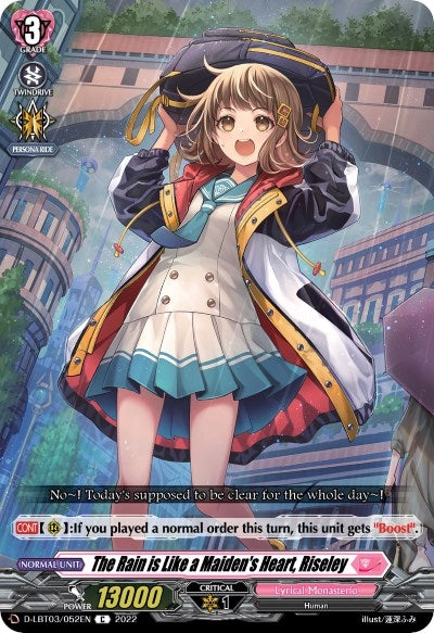 Image for The Rain is Like a Maiden's Heart, Riseley (D-LBT03: Lyrical Monasterio ~Summertime Memories!~) (D-LBT03/052EN) - Cardfight Vanguard