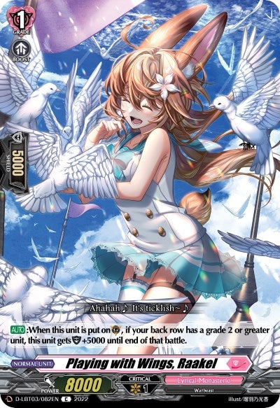 Image for Playing with Wings, Raakel (D-LBT03: Lyrical Monasterio ~Summertime Memories!~) (D-LBT03/082EN) - Cardfight Vanguard