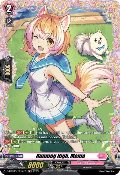 Image for Running High, Menia (FR) (D-LBT03: Lyrical Monasterio ~Summertime Memories!~) (D-LBT03/FR14EN) - Cardfight Vanguard