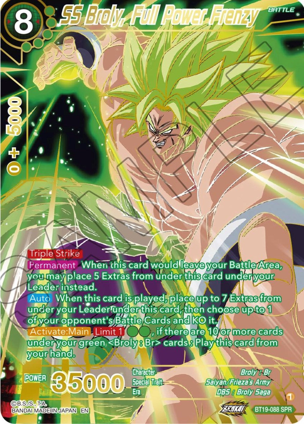 Image for SS Broly, Full Power Frenzy (SPR) (Fighter's Ambition) (BT19-088) - Dragon Ball Super: Masters