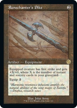 Image for Runechanter's Pike (Schematic) (The Brothers' War: Retro Frame Artifacts) (111) - Magic: The Gathering
