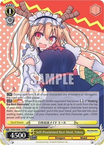 Image for Self-Proclaimed Best Maid, Tohru (Miss Kobayashi's Dragon Maid) (KMD/W96-TE05 TD) - Weiss Schwarz