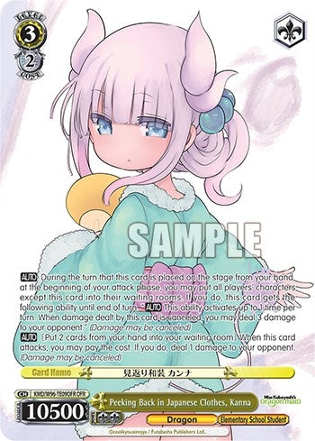 Image for Peeking Back in Japanese Clothes, Kanna (OFR) (Miss Kobayashi's Dragon Maid) (KMD/W96-TE09OFR OFR) - Weiss Schwarz