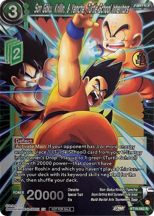 Image for Son Goku, Krillin, & Yamcha, Turtle School Inheritors (Zenkai Series Pack Vol.1) (Tournament Promotion Cards) (BT18-062) - Dragon Ball Super: Masters