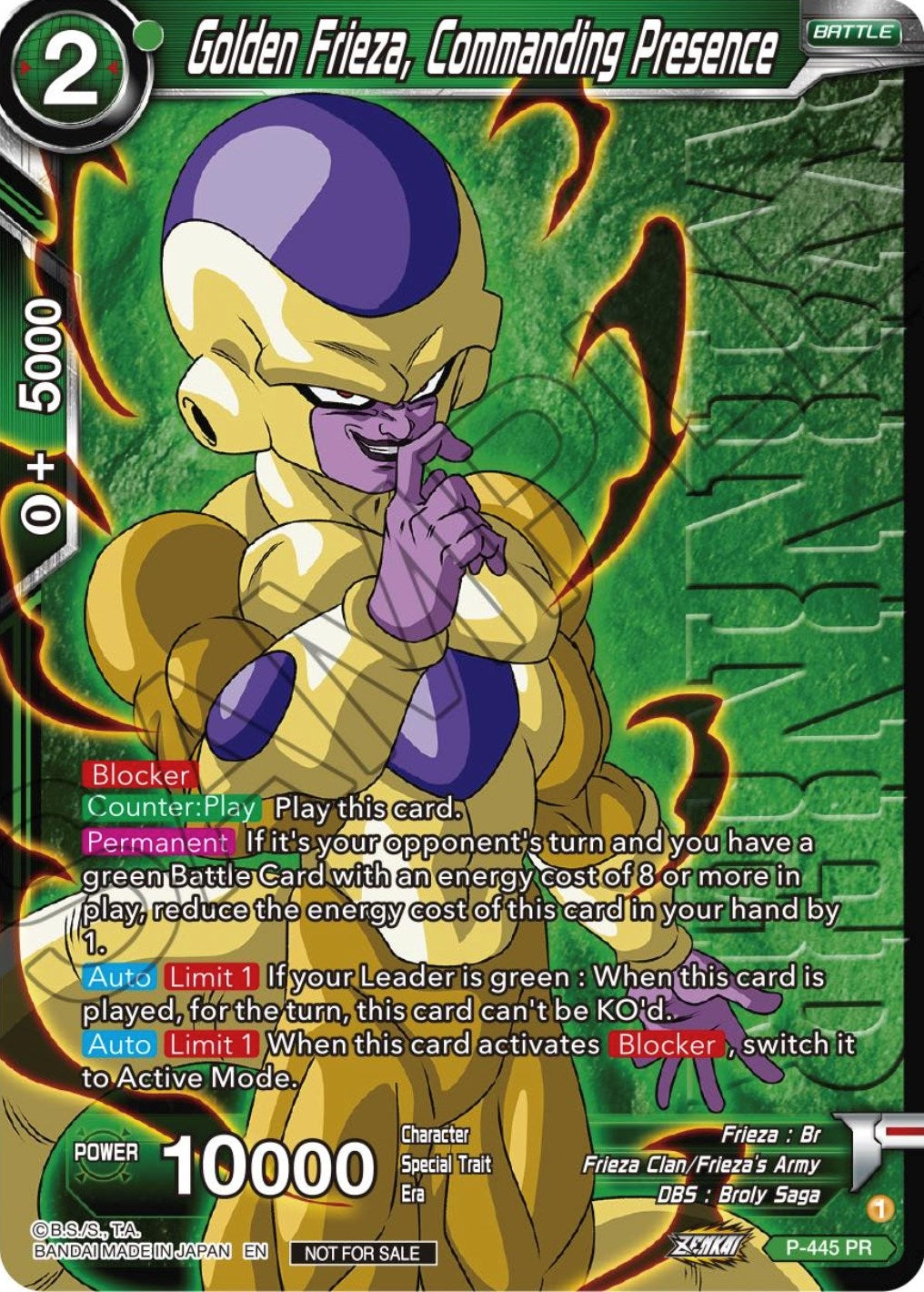 Image for Golden Frieza, Commanding Presence (Winner) (Tournament Promotion Cards) (P-445) - Dragon Ball Super: Masters