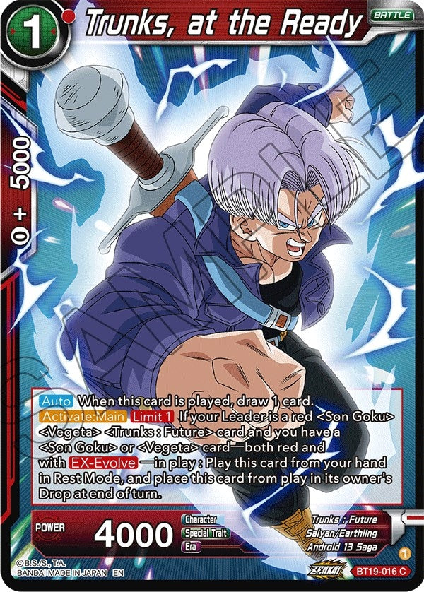 Image for Trunks, at the Ready (Fighter's Ambition) (BT19-016) - Dragon Ball Super: Masters