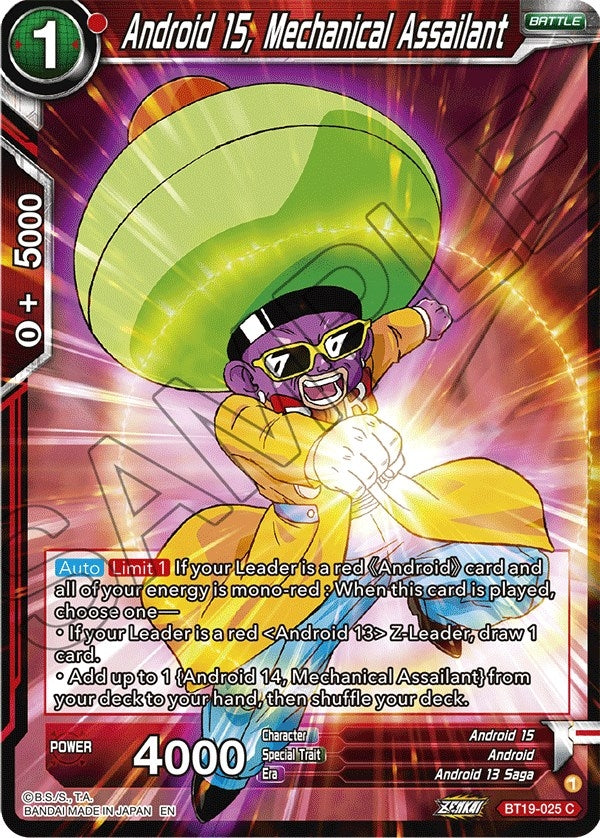 Image for Android 15, Mechanical Assailant (Fighter's Ambition) (BT19-025) - Dragon Ball Super: Masters