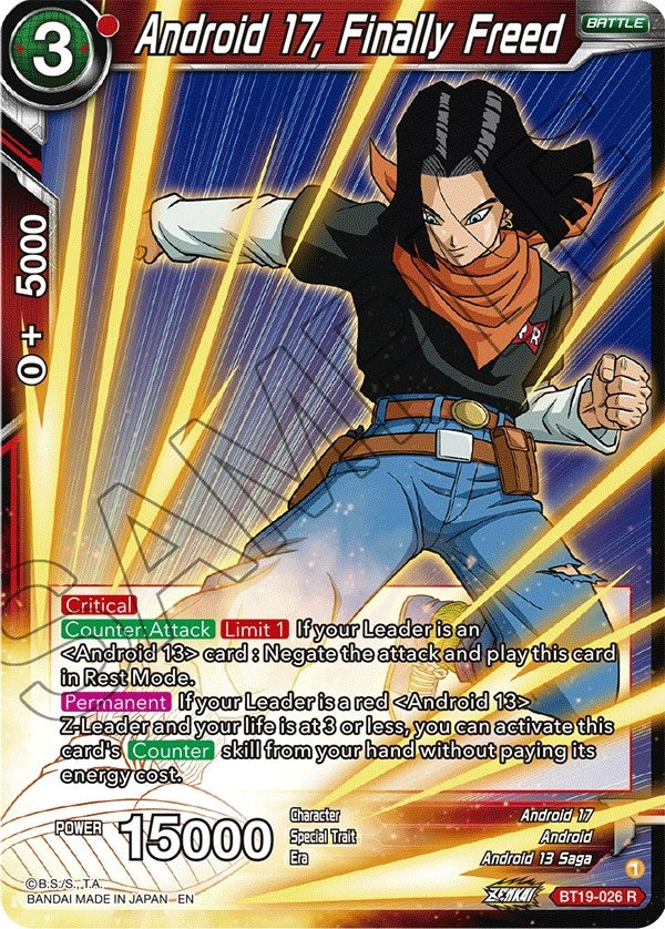 Image for Android 17, Finally Freed (Fighter's Ambition) (BT19-026) - Dragon Ball Super: Masters