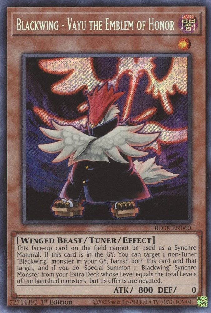 Image for Blackwing - Vayu the Emblem of Honor (Battles of Legend: Crystal Revenge) (BLCR-EN060) - YuGiOh
