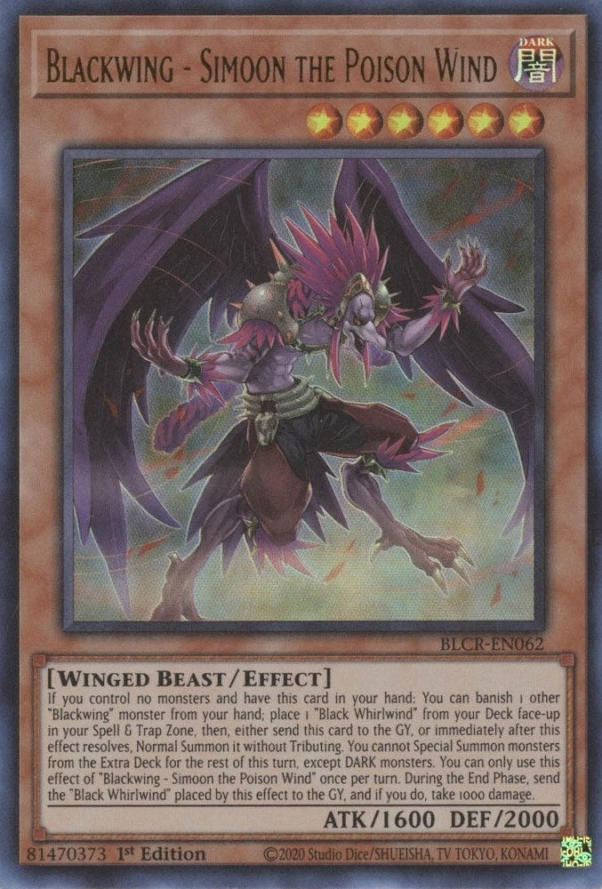 Image for Blackwing - Simoon the Poison Wind (Battles of Legend: Crystal Revenge) (BLCR-EN062) - YuGiOh