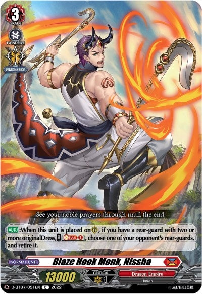 Image for Blaze Hook Monk, Nissha (D-BT07: Raging Flames Against Emerald Storm) (D-BT07/051EN) - Cardfight Vanguard