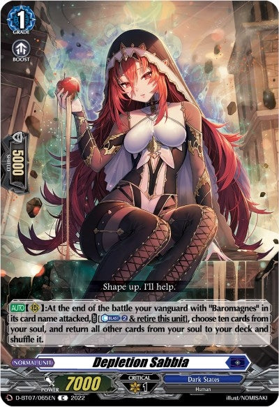 Image for Depletion Sabbia (D-BT07: Raging Flames Against Emerald Storm) (D-BT07/065EN) - Cardfight Vanguard