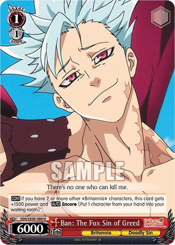 Image for Ban: The Fox Sin of Greed (The Seven Deadly Sins: Revival of The Commandments) (SDS/SX05-069 U) - Weiss Schwarz