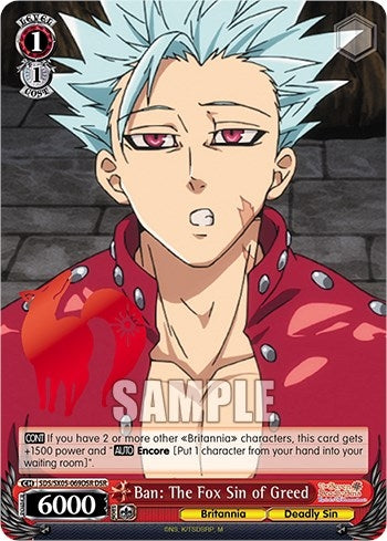 Image for Ban: The Fox Sin of Greed (DSR) (The Seven Deadly Sins: Revival of The Commandments) (SDS/SX05-069DSR DSR) - Weiss Schwarz