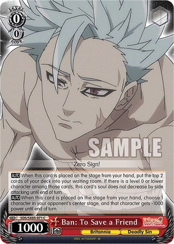 Image for Ban: To Save a Friend (The Seven Deadly Sins: Revival of The Commandments) (SDS/SX05-071 C) - Weiss Schwarz