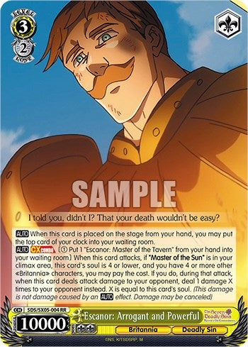 Image for Escanor: Arrogant and Powerful (The Seven Deadly Sins: Revival of The Commandments) (SDS/SX05-004 RR) - Weiss Schwarz