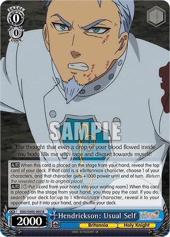 Image for Hendrickson: Usual Self (The Seven Deadly Sins: Revival of The Commandments) (SDS/SX05-083 R) - Weiss Schwarz