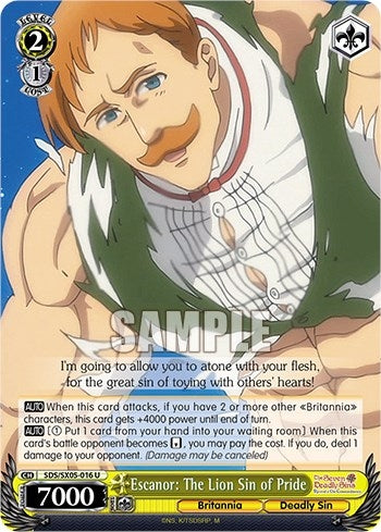 Image for Escanor: The Lion Sin of Pride (The Seven Deadly Sins: Revival of The Commandments) (SDS/SX05-016 U) - Weiss Schwarz