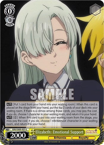 Image for Elizabeth: Emotional Support (The Seven Deadly Sins: Revival of The Commandments) (SDS/SX05-021 C) - Weiss Schwarz