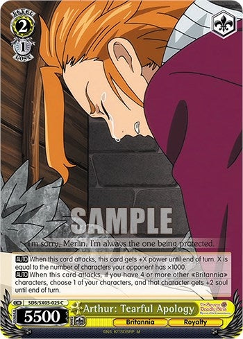 Image for Arthur: Tearful Apology (The Seven Deadly Sins: Revival of The Commandments) (SDS/SX05-025 C) - Weiss Schwarz